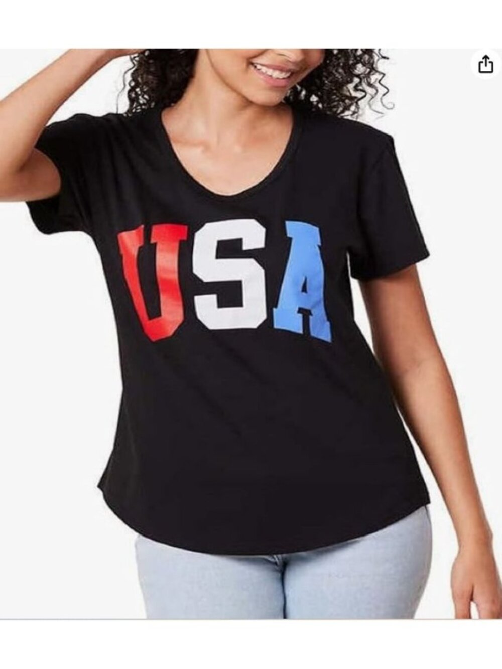 General Standard USA Graphic Tshirt Large Black Red White Blue Patriotic